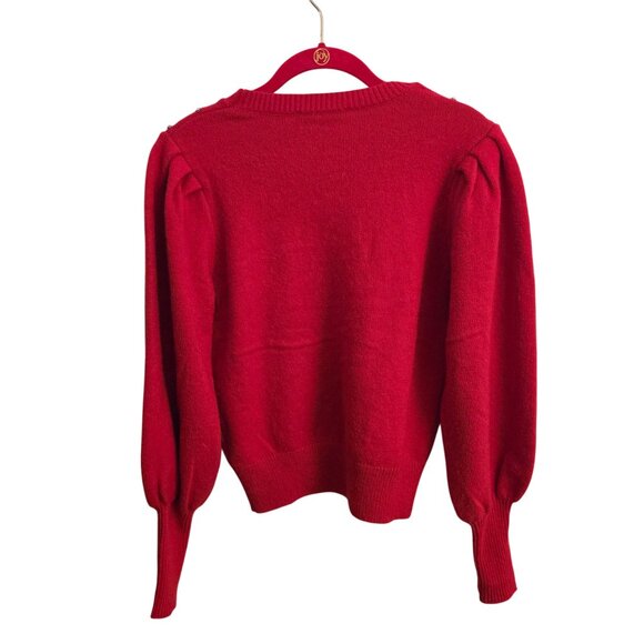 Nanette Lepore Red Embellished Puff Sleeve Sweater Size S - Picture 3 of 8